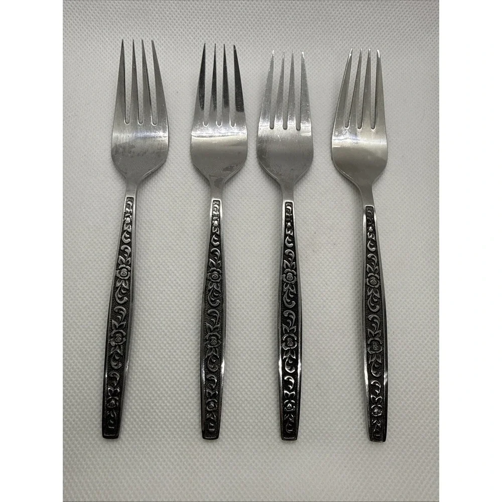Granada Rose Dinner Forks Luxury Stainless Set 4 Floral Japan Vintage Flatware